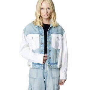 Blank NYC OversizedTwo-Tone Denim Jean Trucker Boxy Jacket NWT Size Small NWT